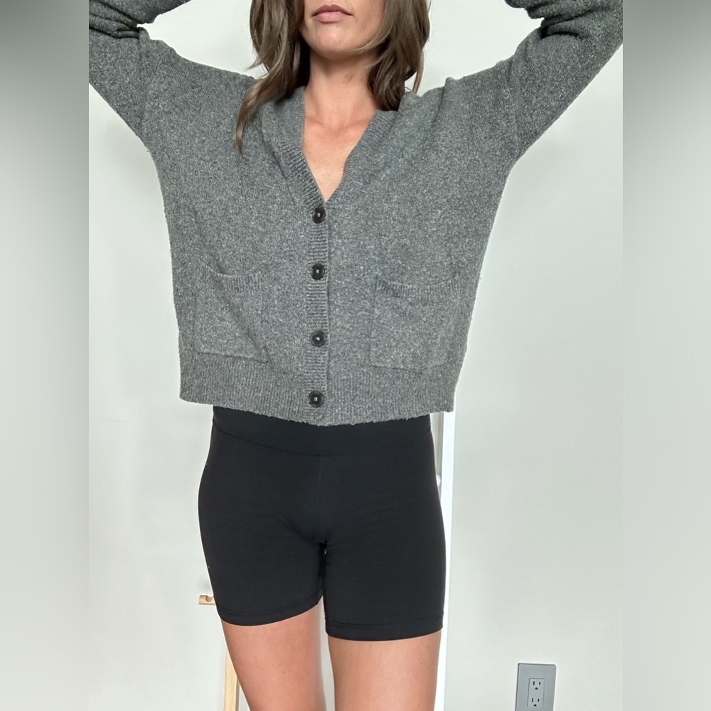 Madewell Short Kent Ex-Boyfriend Cardigan Sweater Gray Melange